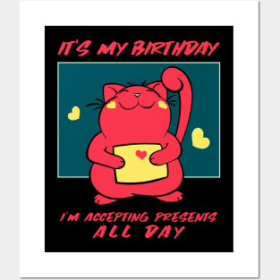 Cat Birthday, Mothers Day, Mum Gift, Mom's Gift Posters and Art